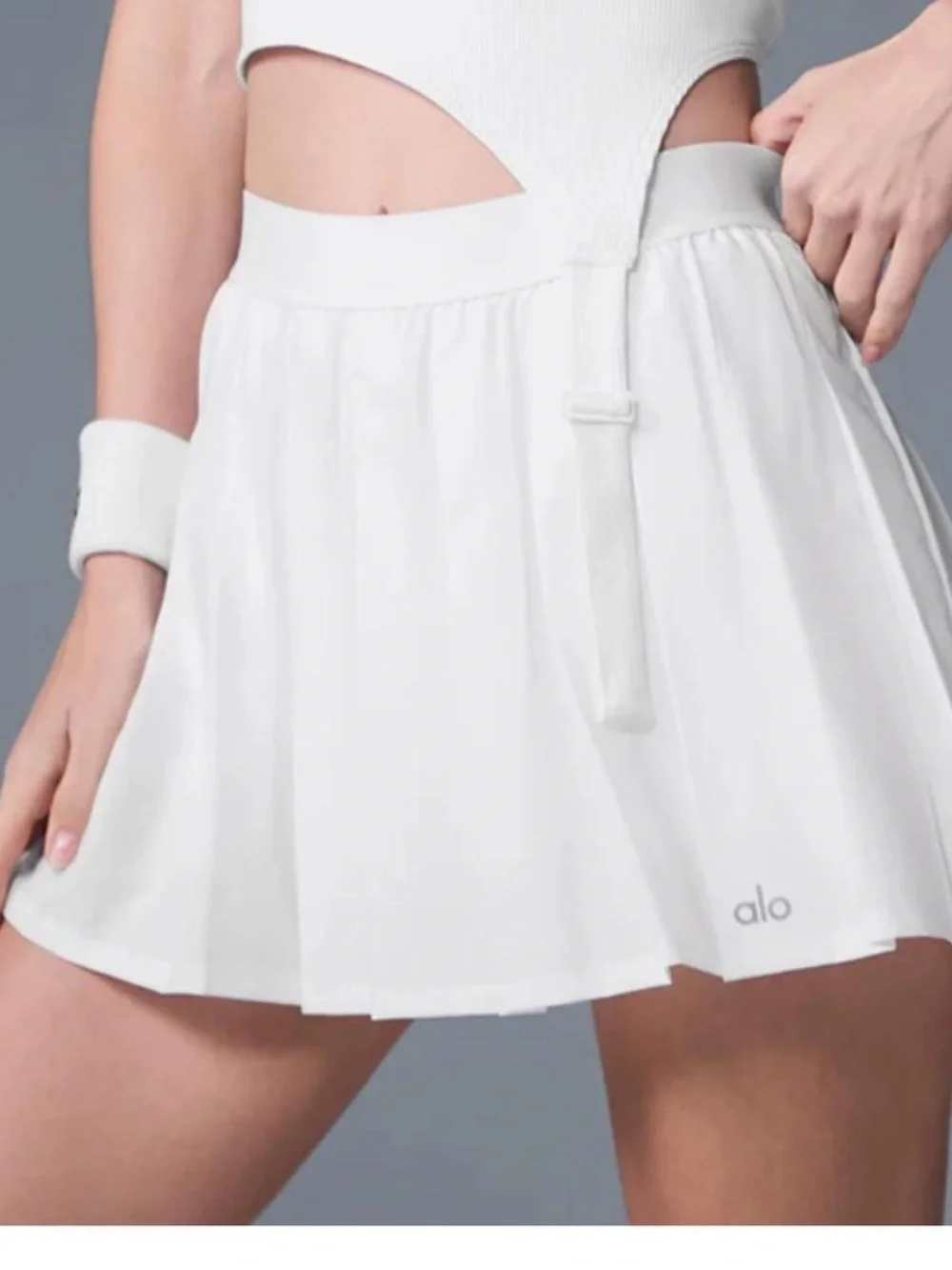 ALO White Varsity Tennis Skirt